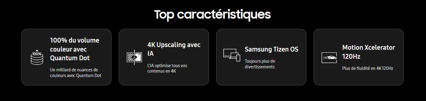 Samsung Smart Tv 55″ QLED 4K UHD Q70D fiche technique